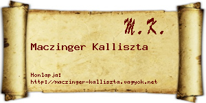 Maczinger Kalliszta névjegykártya